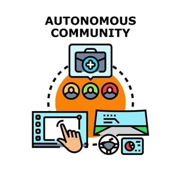 Autonomous community development management system concept 스톡 일러스트
