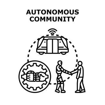 Autonomous community future with human robot interaction Иллюстрация