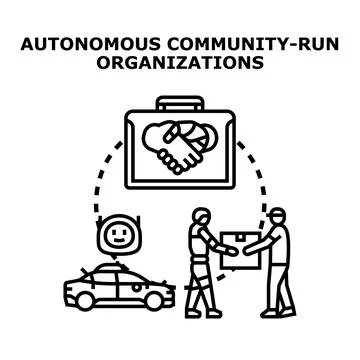 Autonomous community organizations planning future delivery logistics Stock Illustration