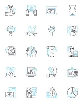 Autonomous computing linear icons set. Automation, Robotics, Intelligence, Self Stockillustratie
