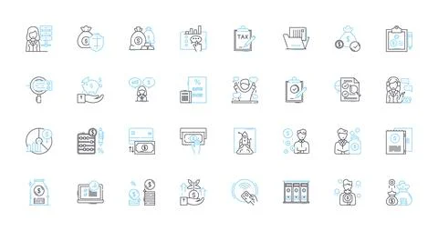 Autonomous computing linear icons set. Automation, Robotics, Intelligence, Self 스톡 일러스트