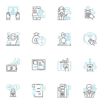 Autonomous computing linear icons set. Automation, Robotics, Intelligence, Self Stockillustratie