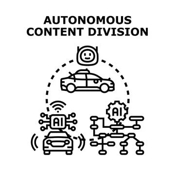 Autonomous content division with ai driving smart systems Stock Illustration