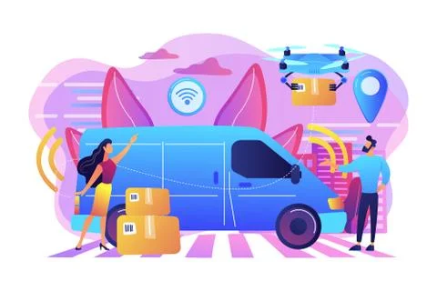Autonomous courier concept vector illustration. Illustrazione stock