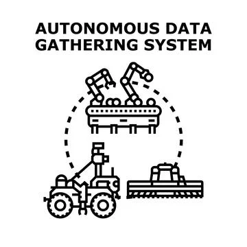 Autonomous data gathering system with smart robot technology Stock Illustration