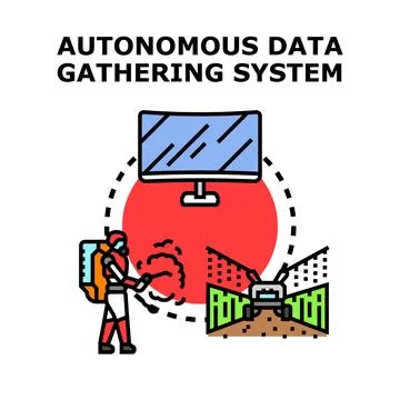 Autonomous data gathering system in smart agriculture concept Stock Illustration