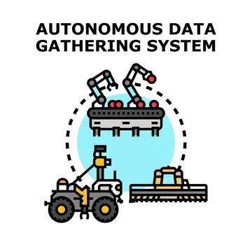 Autonomous data gathering system with smart robot technology Stock Illustration