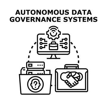Autonomous data governance systems managing information and compliance Stockillustratie