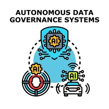 Autonomous data governance systems managing intelligent technologies Stock Illustration
