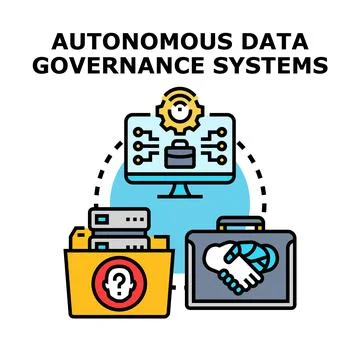 Autonomous data governance systems managing information and compliance 库存插图