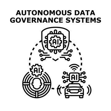 Autonomous data governance systems managing intelligent technologies Stock Illustration