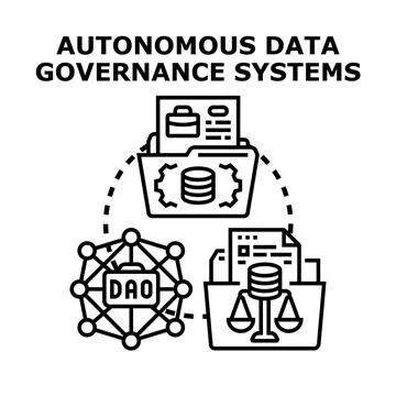 Autonomous data governance systems managing digital information Stock Illustration