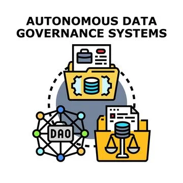 Autonomous data governance systems managing digital information Stock Illustration