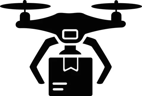 Autonomous delivery drone carrying cargo box symbol Illustrazione stock