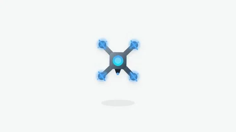 Autonomous Delivery Drone with Glowing Spinning Rotors and Blue Gradient Fini Stock-Footage 346202445