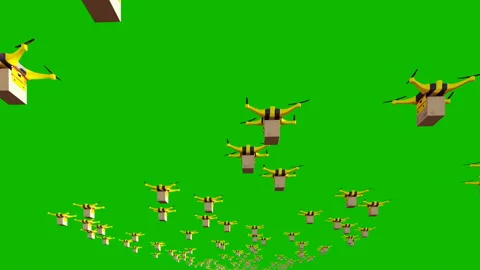 Autonomous delivery of parcels by unmanned drones on green screen. 스톡 동영상 104727637