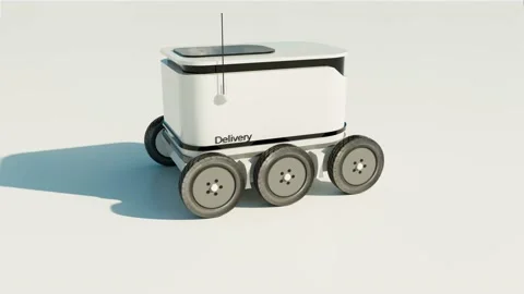 Autonomous Delivery Robot 3D animation. Smart-sensing technology. Stock Footage 171515673