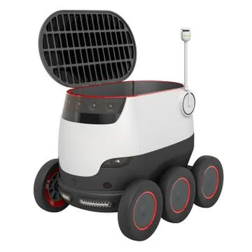 Autonomous delivery robot. 3D rendering Illustrazione stock
