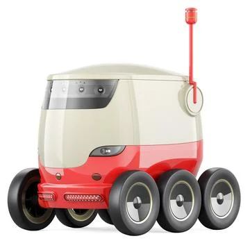 Autonomous delivery robot, 3D rendering Illustrazione stock
