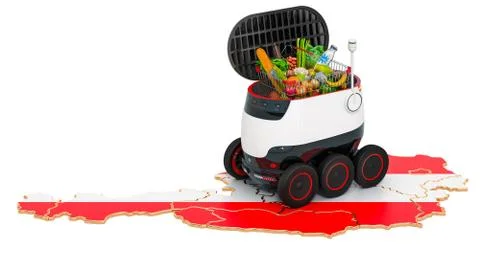 Autonomous delivery robot in Austria, 3D rendering 스톡 일러스트