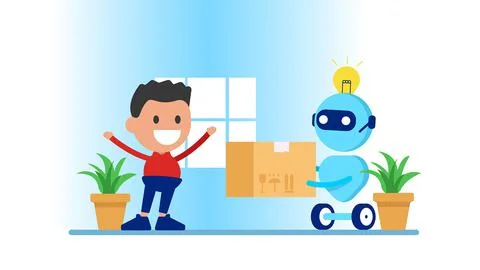 Autonomous delivery robot. Stock Illustration