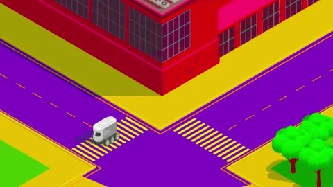 Autonomous Delivery Robot Riding Down The Street. Smart-sensing Technology. Stock Footage 195904114