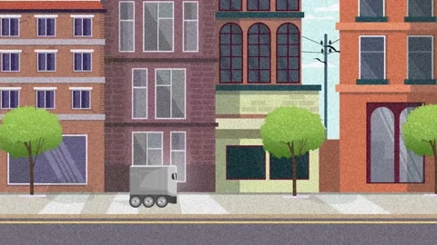 Autonomous Delivery Robot Riding Down The Street With Grain Effect. Stock Footage 195904531