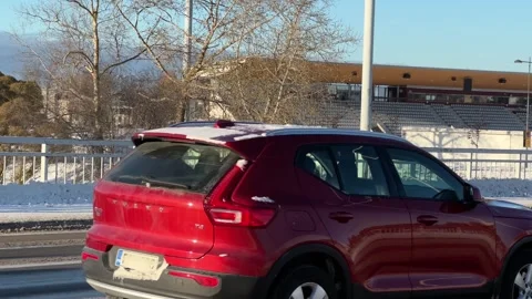 Autonomous delivery robot on a sidewalk in Oulu, Finland Stock Footage 254768086