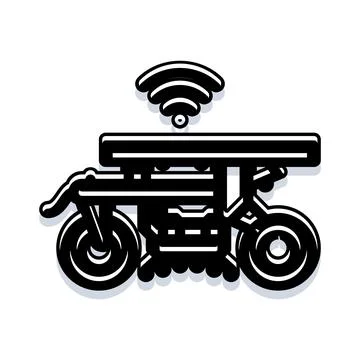 Autonomous delivery service robot transmitting wireless signals 스톡 일러스트