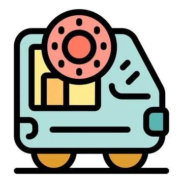 Autonomous delivery van carrying parcel with tracking system icon Illustrazione stock