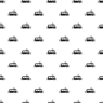 Autonomous driverless bus with wireless signal pattern on white background Stock Illustration