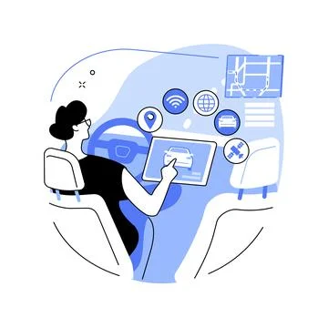 Autonomous driving abstract concept vector illustration. Stock Illustration