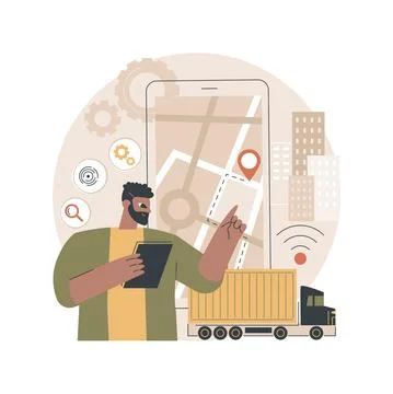 Autonomous driving abstract concept vector illustration. Stock Illustration