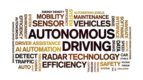 Autonomous Driving animated word cloud,animation typography seamless loop. Stock Footage 323231606