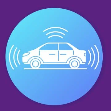 Autonomous driving smart car icon. Gps signal around. Stock Illustration