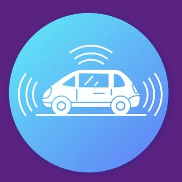 Autonomous driving smart car icon. Gps signal around. Stock Illustration