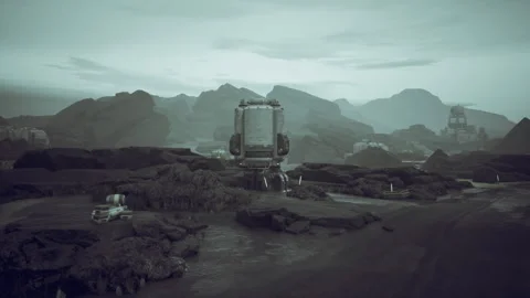 Autonomous drone documents jagged canyon terrain with advanced imaging equipment Stock Footage 334043310