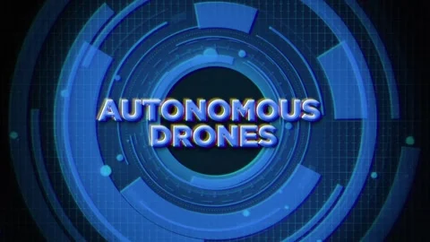 Autonomous Drones Text on Futuristic Cyberspace Background Stock Footage 339437976
