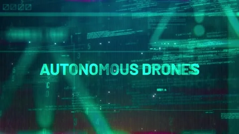 Autonomous Drones Word on High Technology Futuristic Background Stock Footage 339437982