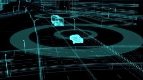 Autonomous electric car independently detects a vehicle Vídeos de archivo 127959612