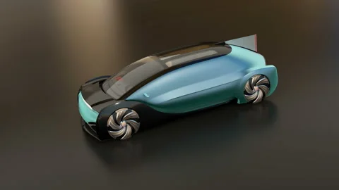 Autonomous electric saloon on black background Stock Footage 105627153