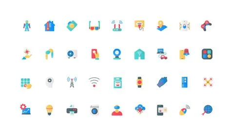 Autonomous electronic device and wireless equipment of smart home, IoT color 스톡 일러스트