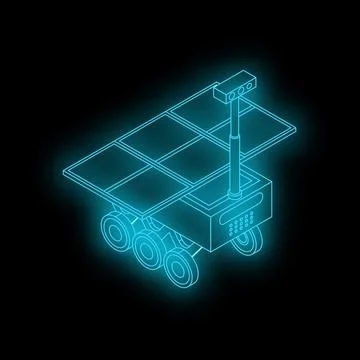 Autonomous exploration rover exploring planet surface using solar energy Stock Illustration