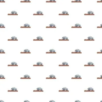 Autonomous farm tractor driving through soil seamless pattern Stock Illustration