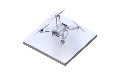 Autonomous flying drone on a white square floor, IoT Future transportation. Stock Illustration