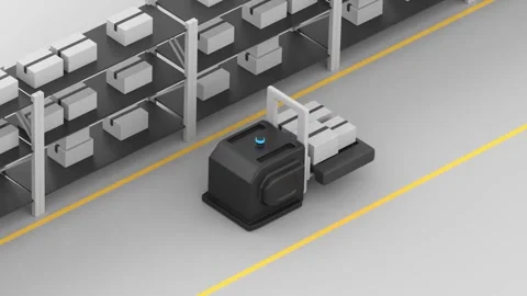 Autonomous forklift carrying a pallet Stock Footage 333008037