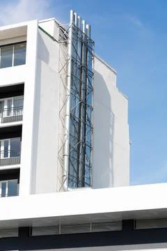 Autonomous heating system. External pipes of autonomous heating system Stock Photos