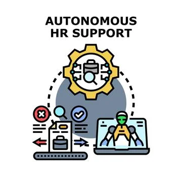 Autonomous hr support concept with ai technology Stock Illustration