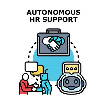Autonomous hr support system connecting human robot interactions Stock Illustration
