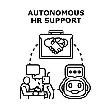 Autonomous hr support system connecting human robot interactions Stock Illustration